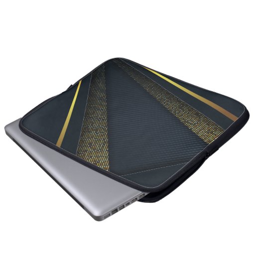 Moderner Navy-Gold-Halbmond-Muster Laptop-Sieb Laptopschutzhülle (Vorne Knopf)