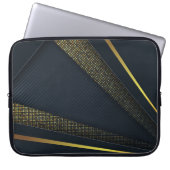 Moderner Navy-Gold-Halbmond-Muster Laptop-Sieb Laptopschutzhülle (Vorderseite)
