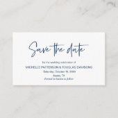 Moderner Navy lässig Eleganz Schriftart, Save the Begleitkarte (Vorderseite)