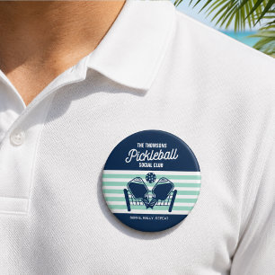 Moderner Navy Mint Pickleball Sportsteam Club Name Button
