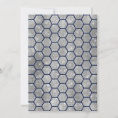 Moderner Navy Silver Glitzer Hexagon Geo Sweet 16 Einladung (Rückseite)