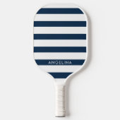Moderner Navy- und White Strip Pattern Individuell Pickleball Schläger (Vorderseite)