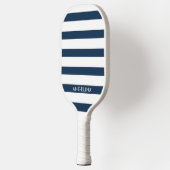 Moderner Navy- und White Strip Pattern Individuell Pickleball Schläger (Links)