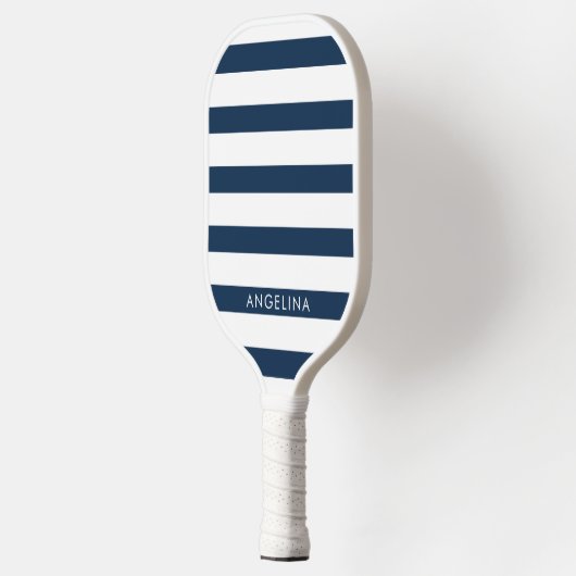 Moderner Navy- und White Strip Pattern Individuell Pickleball Schläger (Links)