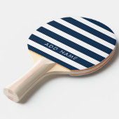 Moderner Navy- und White Strip Pattern Individuell Tischtennis Schläger (Vorderseite)