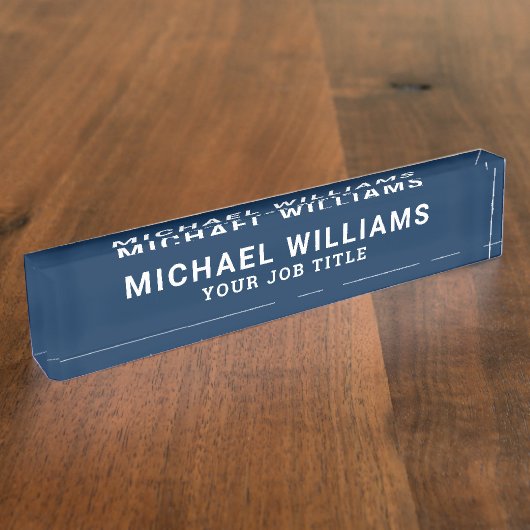 Moderner Neavy Blue Office Mitarbeiter Namensplakette (Seite)