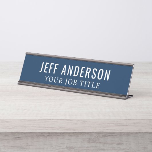 Moderner Neavy Blue Office Mitarbeiter Schreibtischnamensplakette (Vorderseite )
