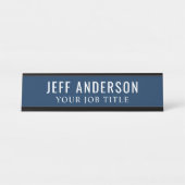 Moderner Neavy Blue Office Mitarbeiter Schreibtischnamensplakette (Vorderseite )