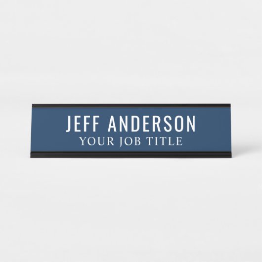 Moderner Neavy Blue Office Mitarbeiter Schreibtischnamensplakette (Vorderseite )