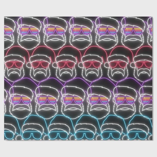 Moderner Neon Christmas Santa Geschenkpapier (Flach)