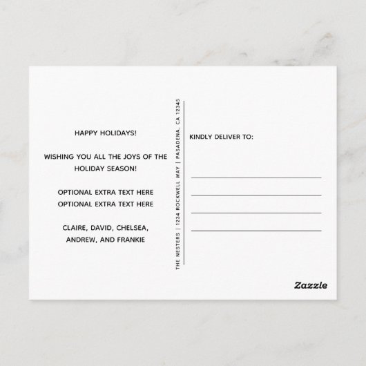 Moderner Neon Glow Schwarz-weiß Blauer Weihnachtsb Postkarte (Rückseite)