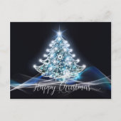 Moderner Neon Glow Schwarz-weiß Blauer Weihnachtsb Postkarte (Vorderseite)