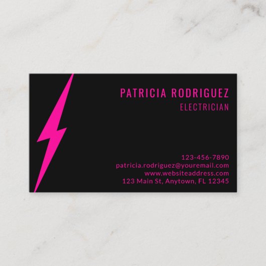 Moderner Neon-Pink-Lichtstrahl Sonderelektrischer Visitenkarte (Vorderseite)