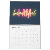 Moderner Neon-Regenbogen-Affirmationskalender Kalender (Feb 2026)