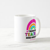 Moderner Neon Regenbogenlehrer bedankt sich bei ei Kaffeetasse (VorderseiteRechts)