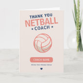 Moderner Netball-Team-Spieler-Trainer Dankeskarte (Vorderseite)