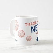 Moderner Netball-Team-Spieler-Trainer Kaffeetasse (Vorderseite Links)