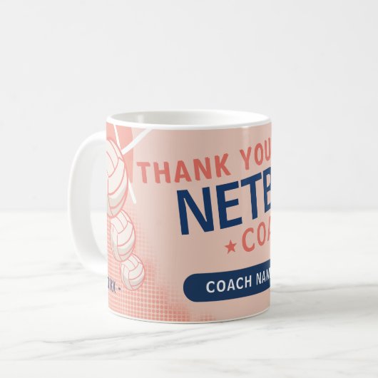 Moderner Netball-Teamspieler-Trainer Kaffeetasse (Vorderseite Links)