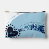 Moderner Neuartiger Individuelle Name Blau & Weiß Zubehörtasche (Vorderseite)