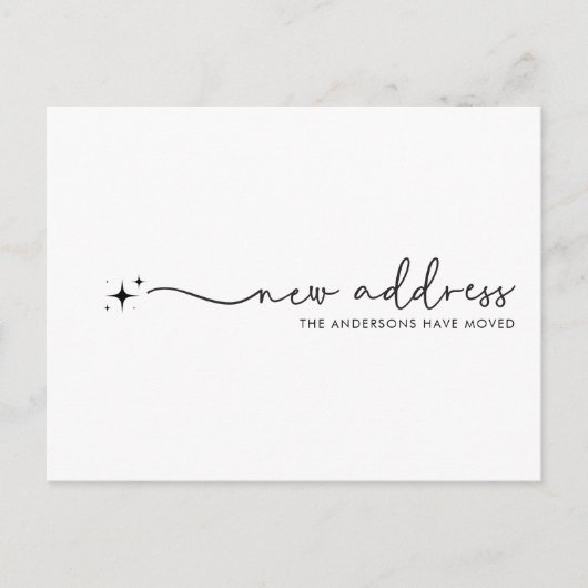 Moderner neuer Adresshandgeschriebener Script Star Postkarte (Vorderseite)