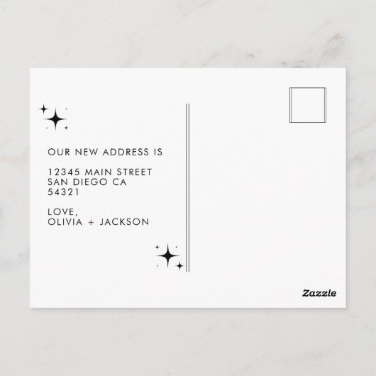 Moderner neuer Adresshandgeschriebener Script Star Postkarte (Rückseite)