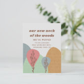 Moderner neuer Neck des Woods Boho Neue Adresse Ankündigungspostkarte (Stehend Vorderseite)