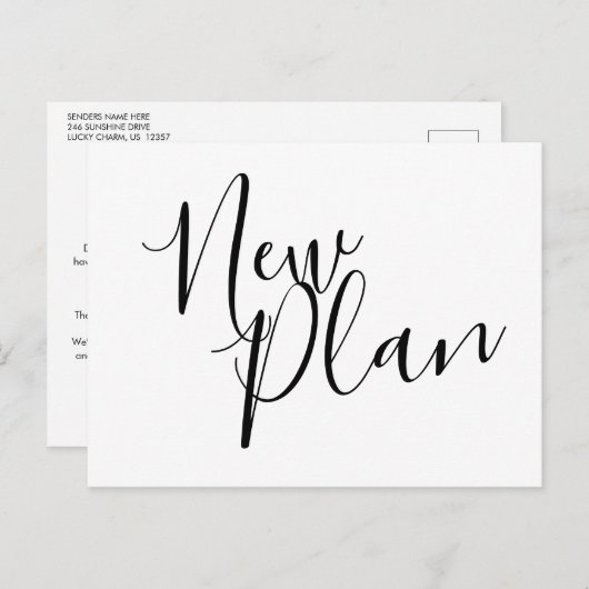 Moderner neuer Plan verändern das Datum Hochzeit Ankündigungspostkarte (Vorne/Hinten)