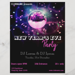 Moderner Neujahr Disco Ball Party Flyer