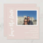 Moderner neutraler Farbflachplatz Save the Date (Vorne/Hinten)