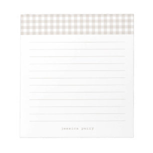 Moderner neutraler Gingham-Schreibmaschinen-Name N Notizblock