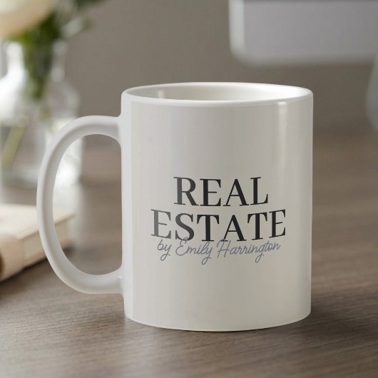 Moderner neutraler Immobilienmakler Kaffeetasse