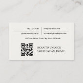 Moderner neutraler Immobilienmakler mit QR-Code Visitenkarte (Rückseite)