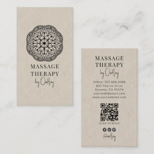 Moderner Neutraler Massagetherapeut-Mandala-QR-Cod Visitenkarte
