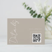 Moderner neutraler QR-Code für Hochzeiten Begleitkarte (Stehend Vorderseite)