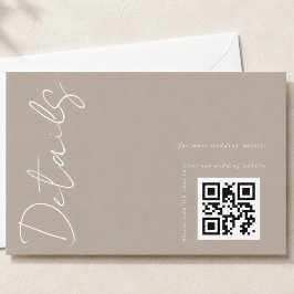 Moderner neutraler QR-Code für Hochzeiten Begleitkarte