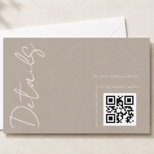 Moderner neutraler QR-Code für Hochzeiten Begleitkarte