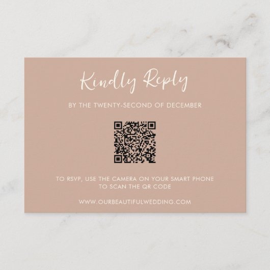 Moderner, neutraler QR-Code RSVP Karte (Vorderseite)
