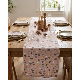 Moderner neutraler Terrazzo-Mustertafel Kurzer Tischläufer