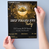 Moderner New Year's Eve Gold Disco Ball Party Flye Flyer (Hand)