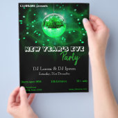 Moderner New Year's Eve Green Disco Ball Party Fly Flyer (Hand)