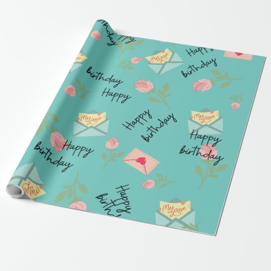 Moderner Niedlich-blauer Geburtstag Geschenkpapier (Ungerollt)
