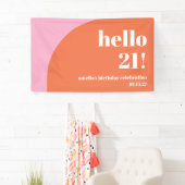 Moderner Niedlich rosa Orangenbogen 21. Geburtstag Banner (Insitu)