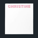 Moderner Niedlich-rosa Typografie-Lehrer Notizblock<br><div class="desc">Moderne klassische Niedlich rosa Typografie Kinder Lehrer Notepad</div>
