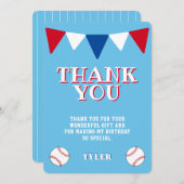 Moderner Niedlicher Baseball-Kindergeburtstag Dankeskarte (Vorne/Hinten)