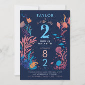 Moderner Niedlicher Blue Ocean Nautic Fish Kinderg Einladung (Vorderseite)