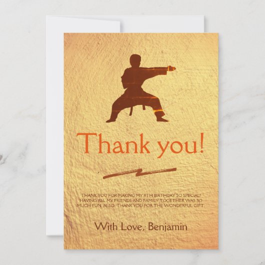 Moderner Niedlicher Boy Karate Silhouette Kinderge Dankeskarte (Vorderseite)