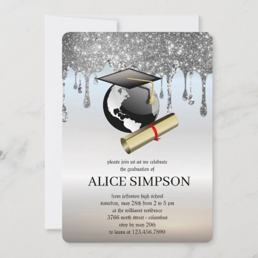 Moderner, Niedlicher Chic Minimalistischer Abschlu Einladung (Vorderseite)