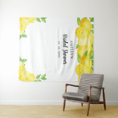 Moderner Niedlicher Citrus Lemon Brautparty Hinter Wandteppich (Beispiel (Horizontal))