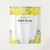 Moderner Niedlicher Citrus Lemon Brautparty Hinter Wandteppich (Vorderseite)