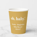 Moderner Niedlicher Dusty Yellow Baby Dusche Indiv Pappbecher<br><div class="desc">Moderne Niedliche,  gelbe Babydusche Individuelle Name Papiertüten</div>